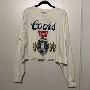 Vintage Style Coors Beer Cropped Graphic Tee